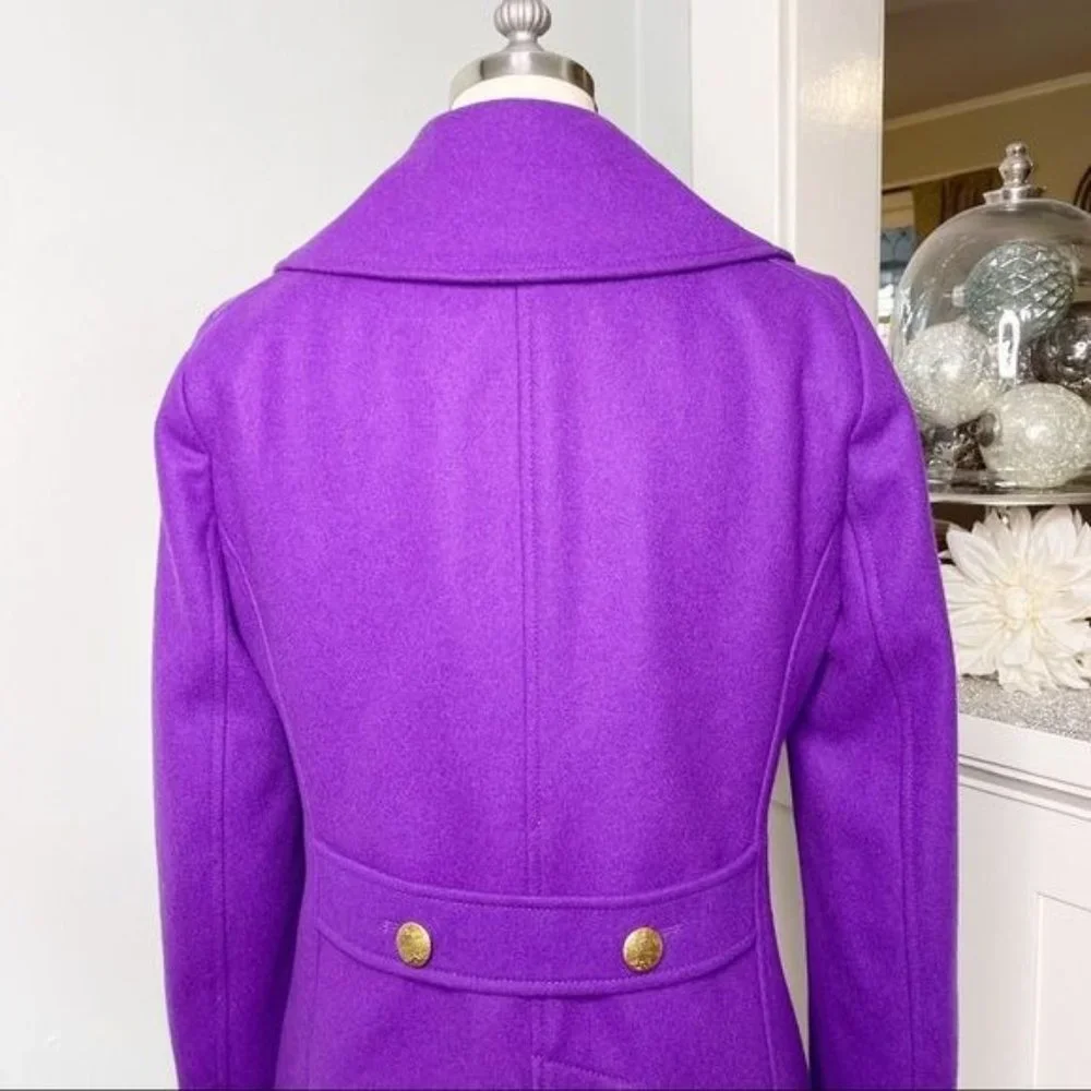 J. Crew Purple Wool Peacoat Classic Dress Coat 4 Small - Picture 7 of 10